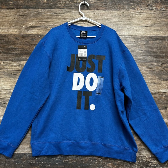 Nike Other - Nike Blue Graphic Sweatshirt Just Do It Mens NWT